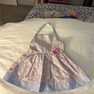 American Girl Pastel Polka Dot Bib with Flower